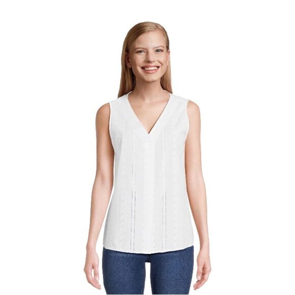 Women's White Woven Lightweight Tank Top Shirt Size XXXL - Picture 5 of 10